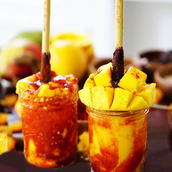 Sweet, spicy, tangy mangonada. Made with healthy fresh ingredients, vegan, fruit-sweetened, and completely fat-free.